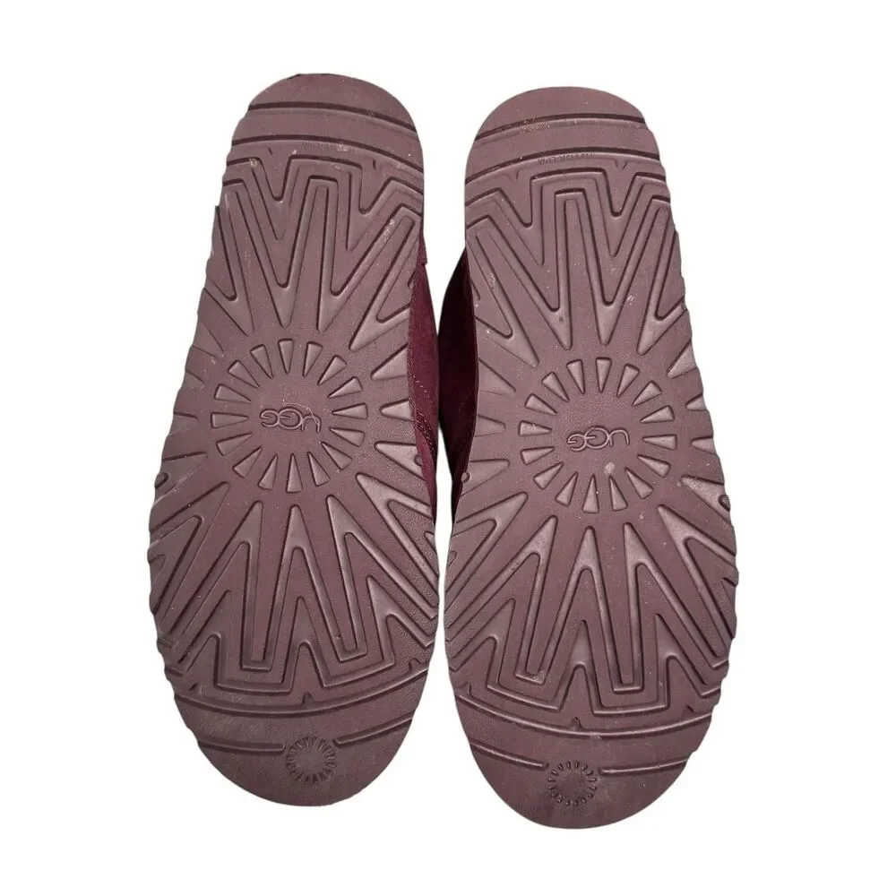 UGG Neumel Boots Mens Size 13 Burgundy Suede Wool Lined Ankle Chukka